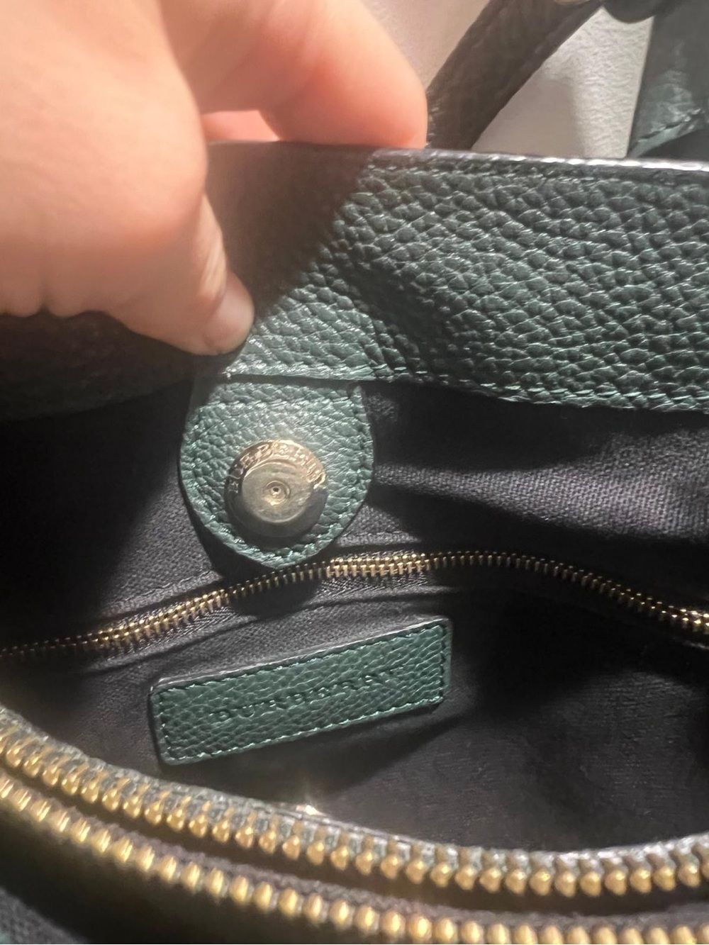 Burberry Forest Green Leather Satchel with Gold Logo - Picture 5 of 5